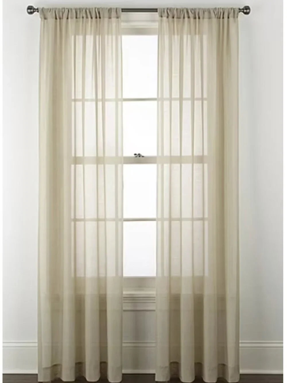 Home Expressions Remy Solid Rod Pocket Sheer Single Curtain Panel New 40